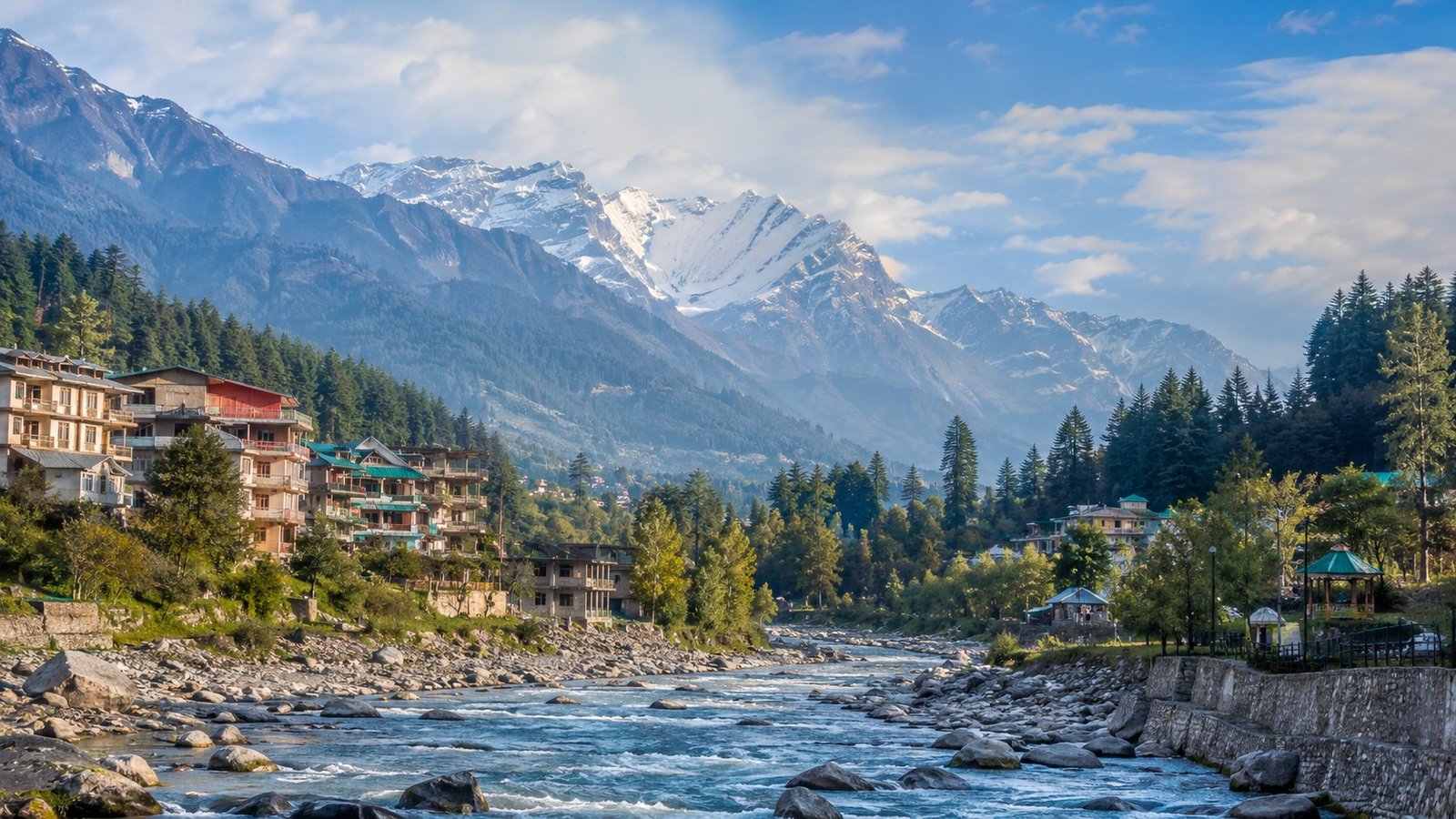 Mountain town, river and adventure